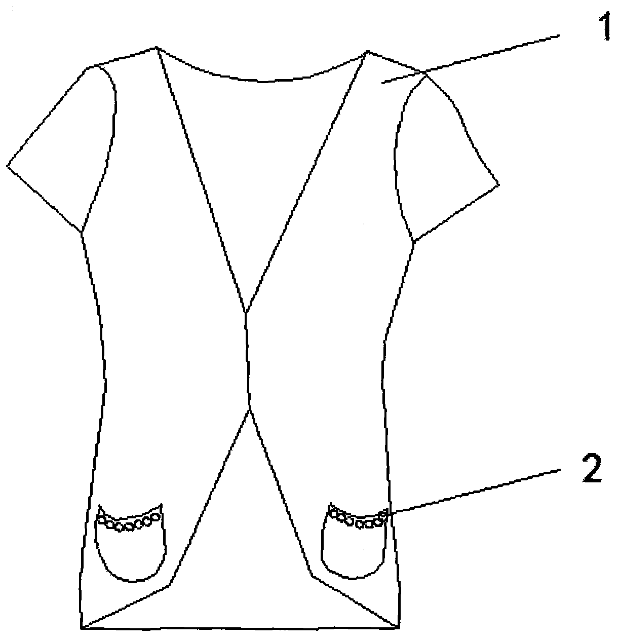 Garment capable of improving air permeability of fabric and provided with pockets with colored pearls