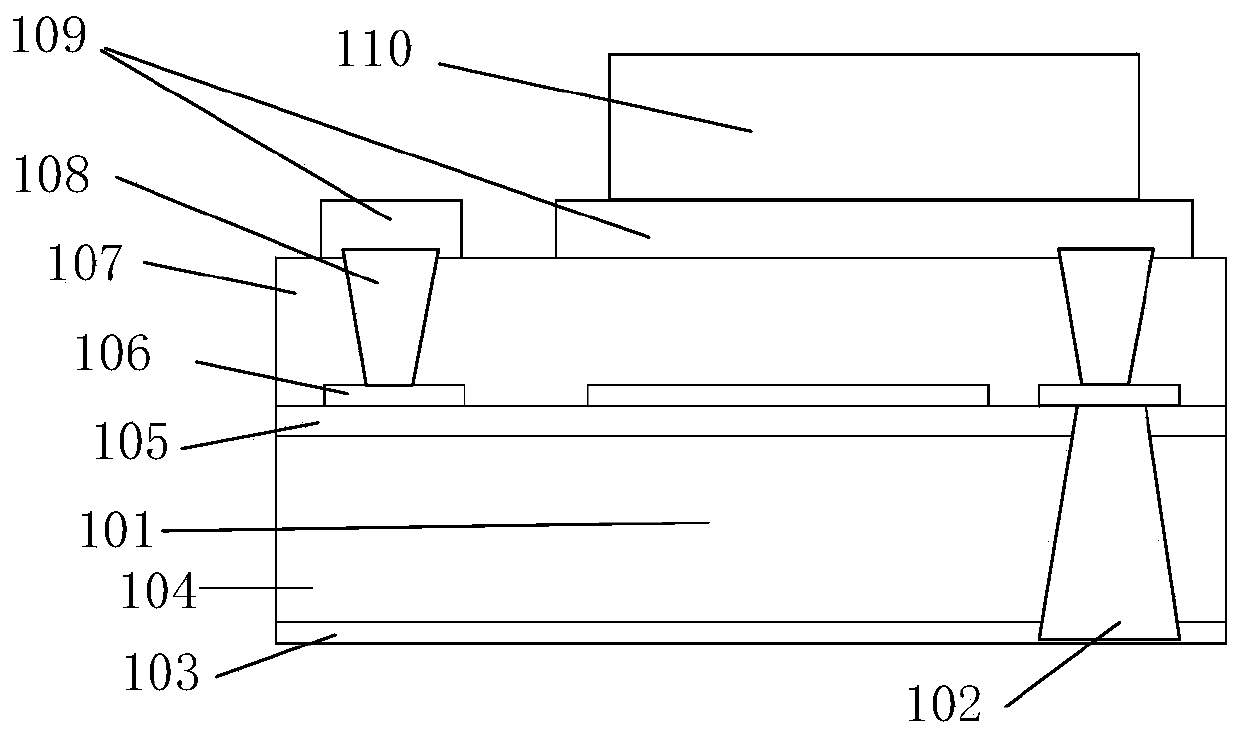 Chip stacking packaging body with electromagnetic shielding function and preparation method thereof