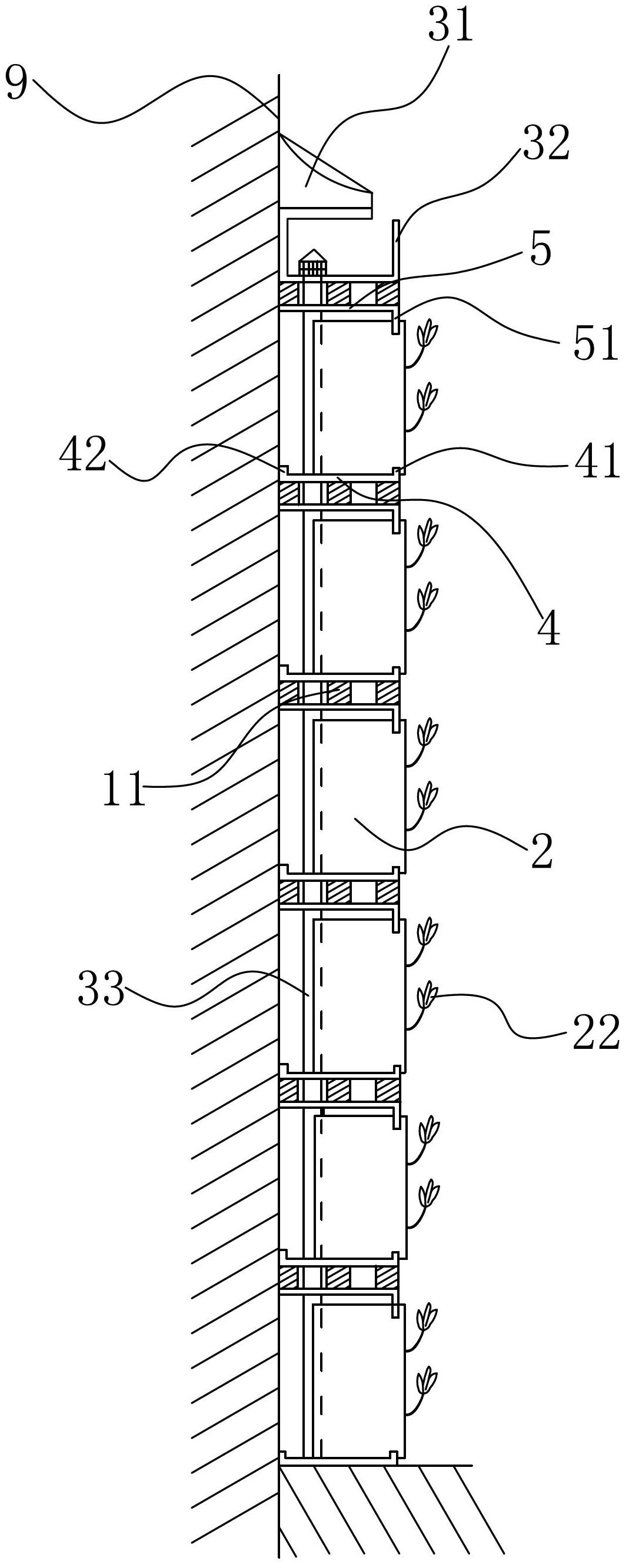 Outdoor ecological greening wall and installation method thereof