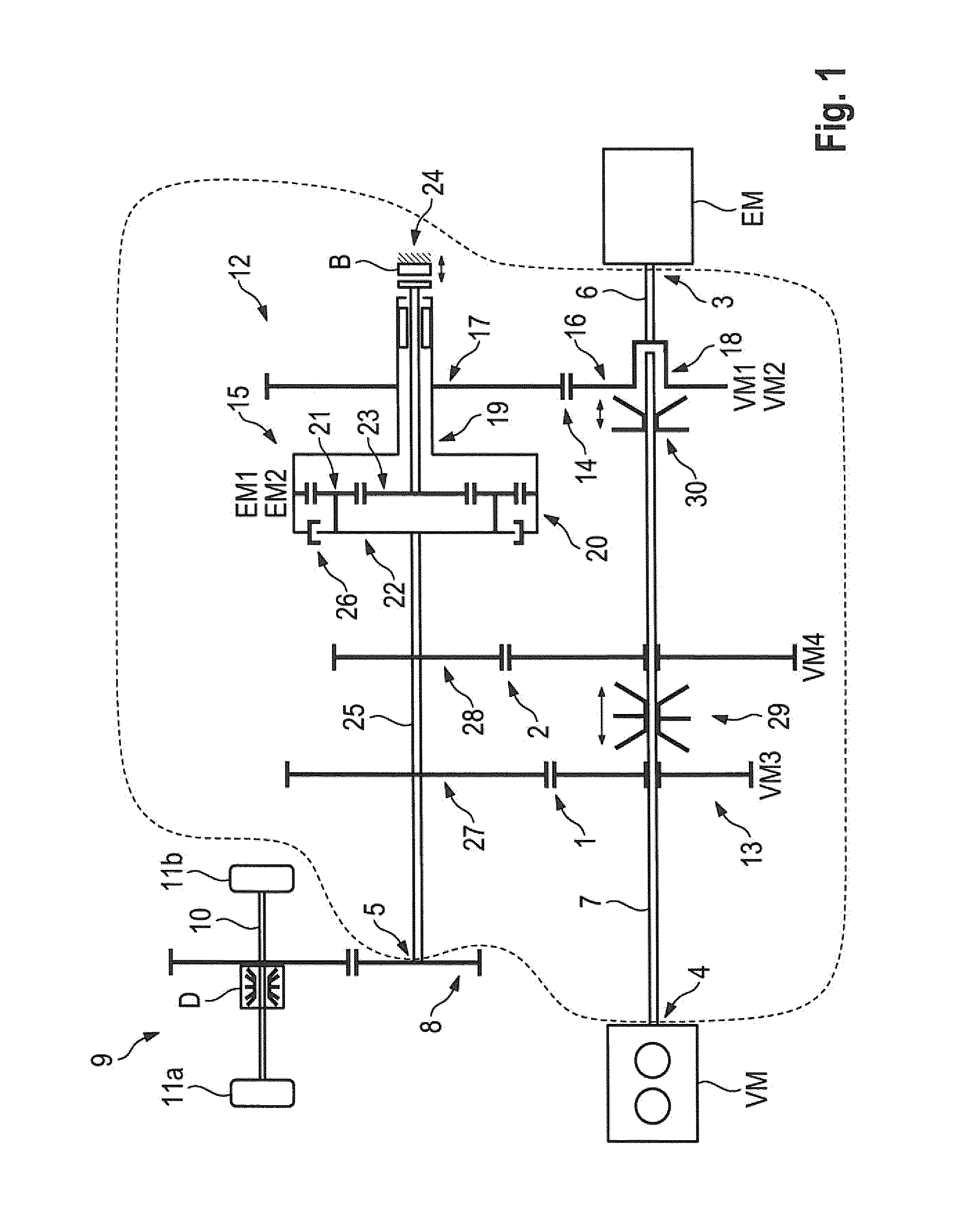 Torque Overlay Device for a Hybrid Drive System, and a Method for Operating Such a Hybrid Drive System
