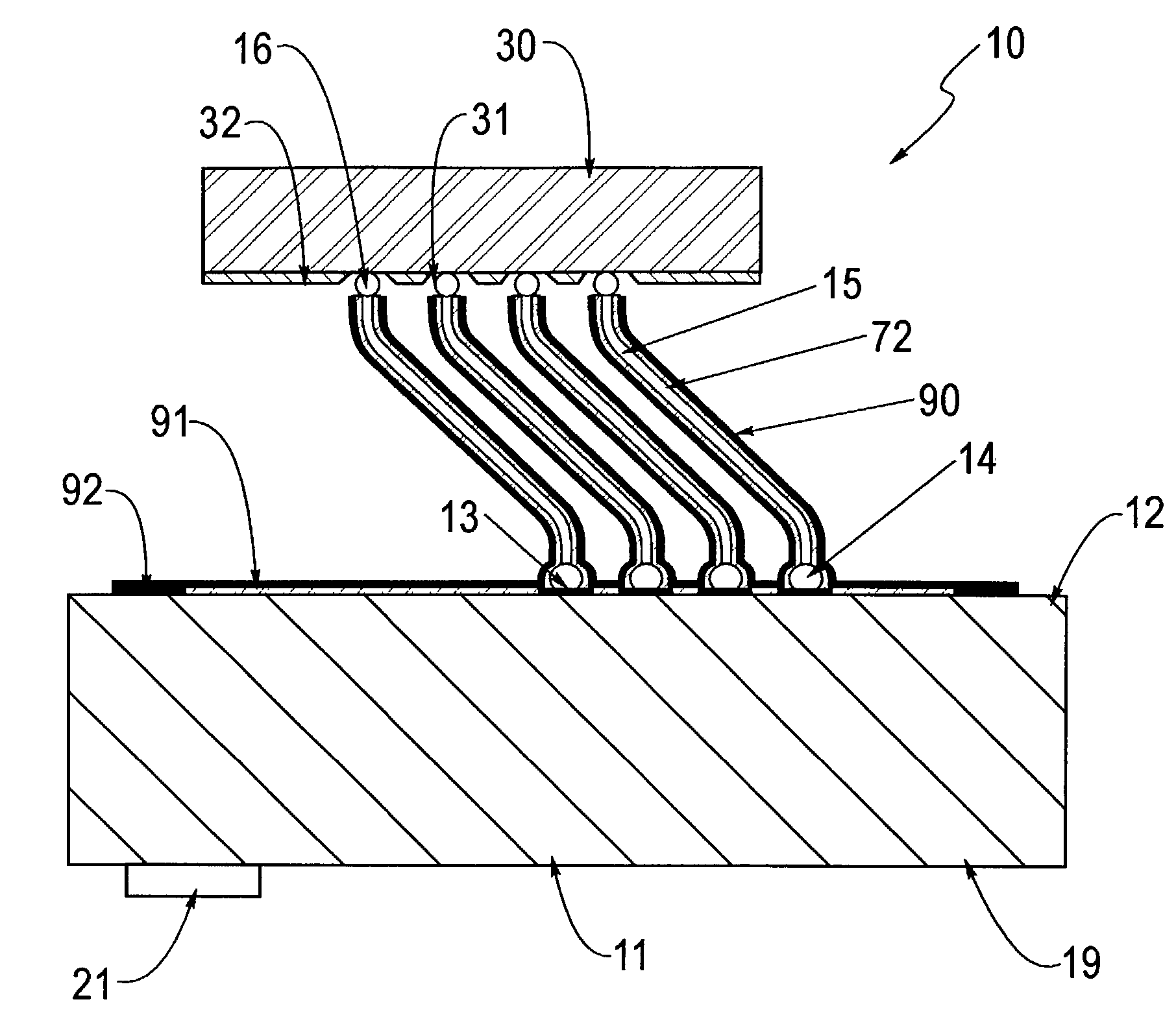 Probe structure having a plurality of discrete insulated probe tips projecting from a support surface, apparatus for use thereof and methods of fabrication thereof