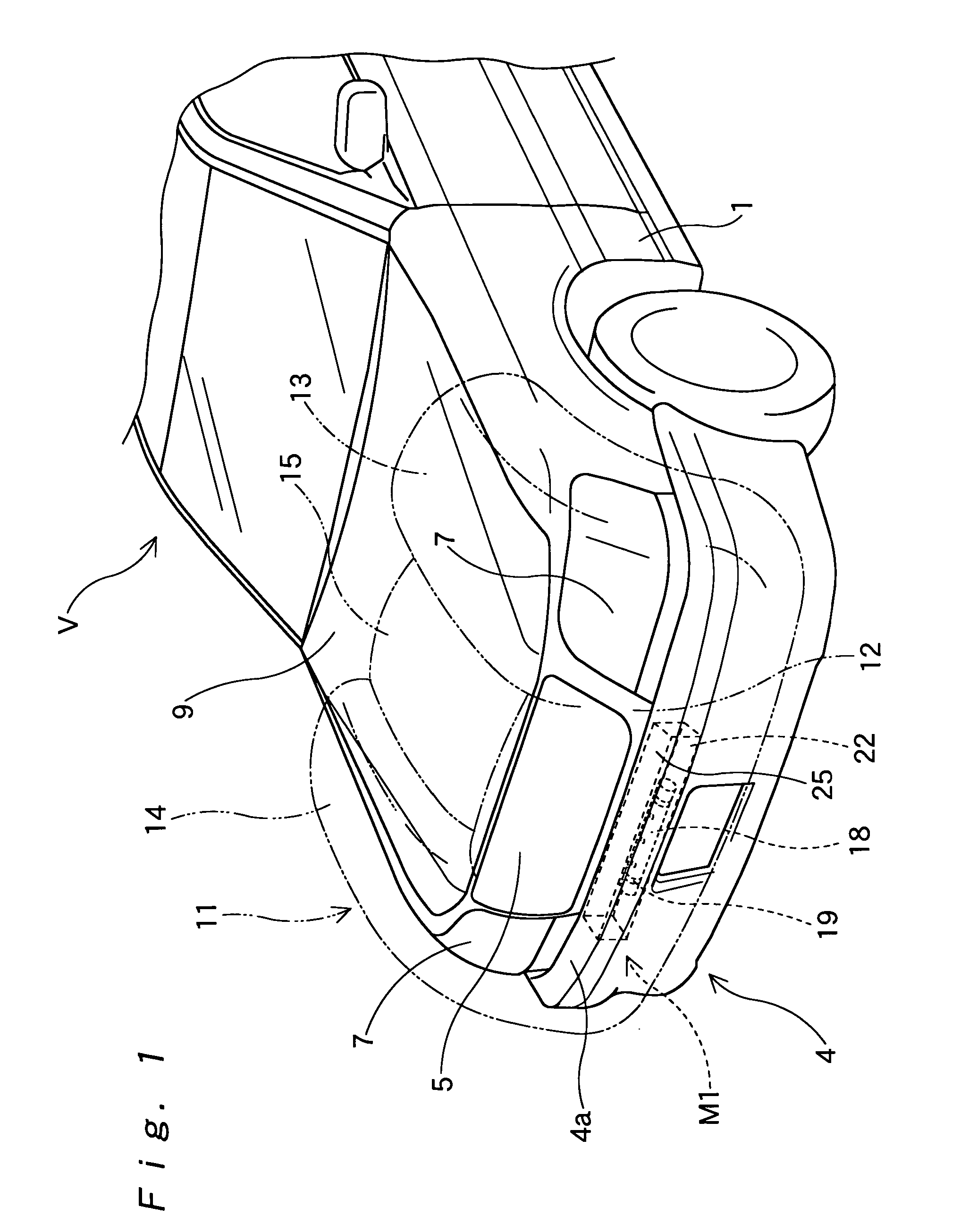 Airbag device for pedestrian protection