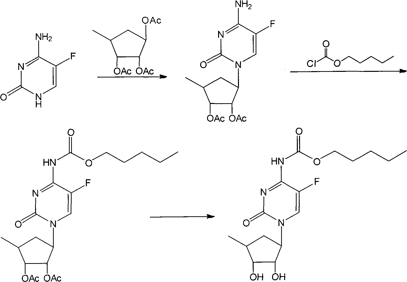 New method for continuously operating to synthesize capecitabine