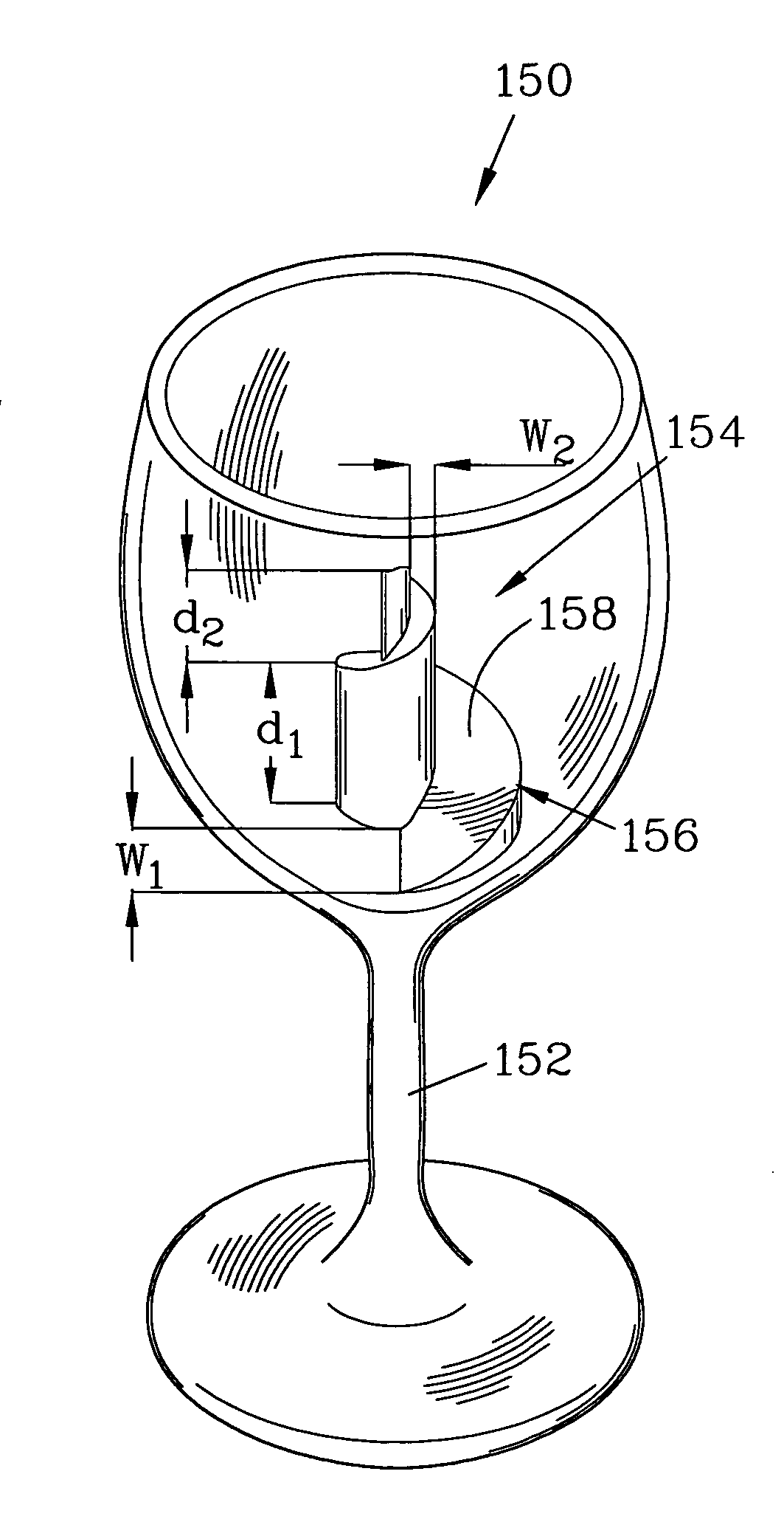 Bouquet enhancing wineglass