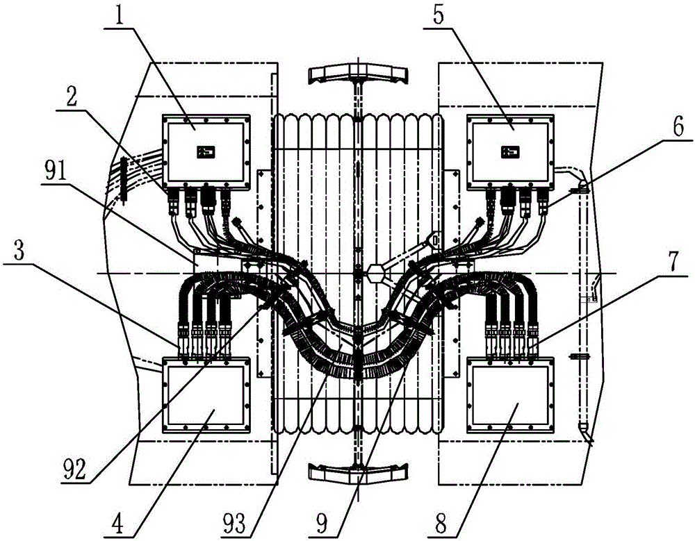 Installation structure of train roof jumper cable of urban rail