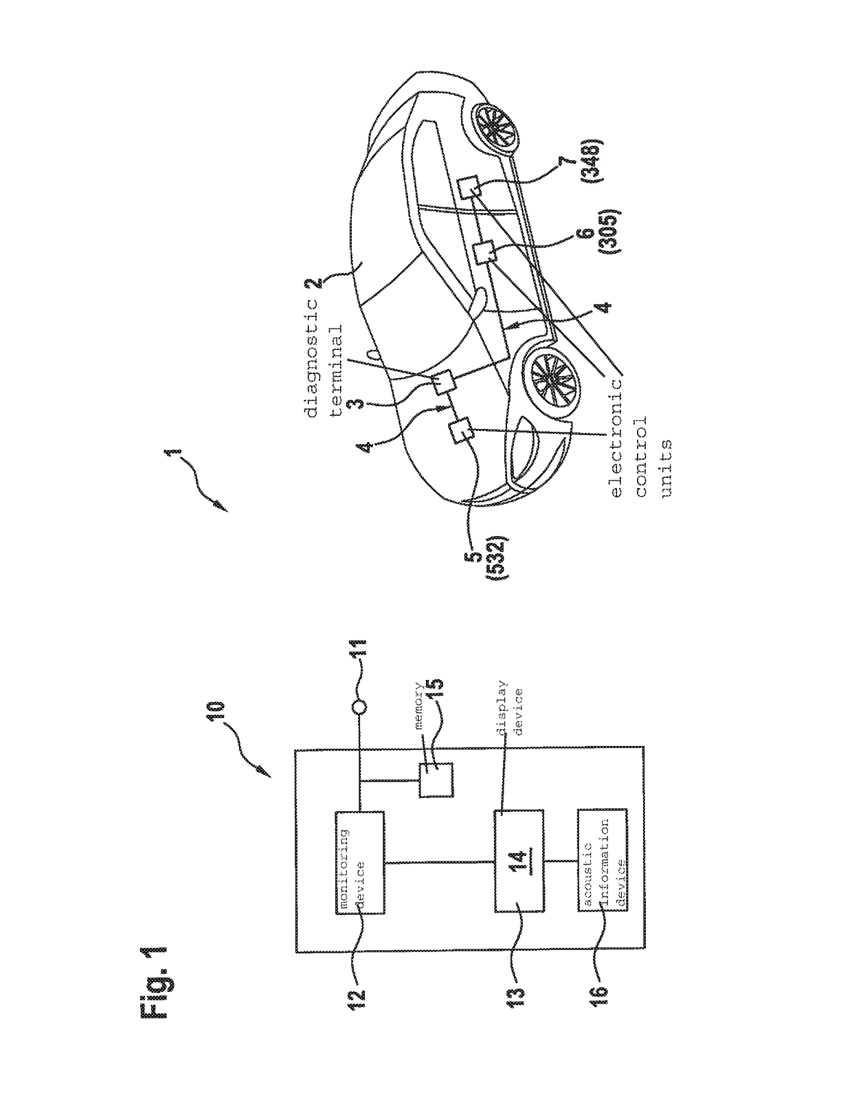 Method for diagnosing a state in a vehicle, and diagnostic testing device