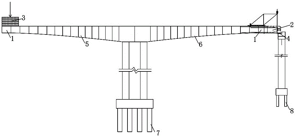 An integral construction method of hanging baskets and cover beam brackets in the straight section of side spans of continuous rigid frame bridges with high piers