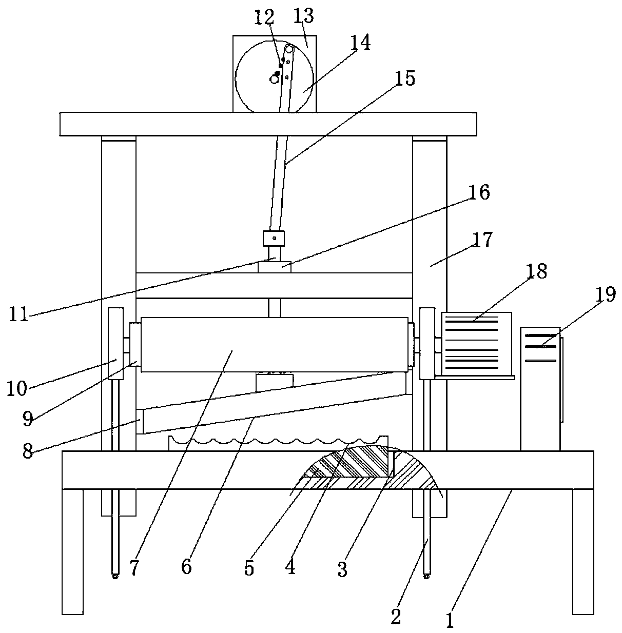 Conveniently-adjusted raw material shredding device for traditional Chinese medicine pharmacy