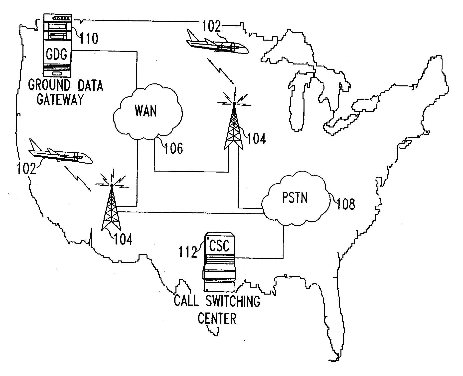 Method and Apparatus For Data Communication Utilizing The North American Terrestrial System