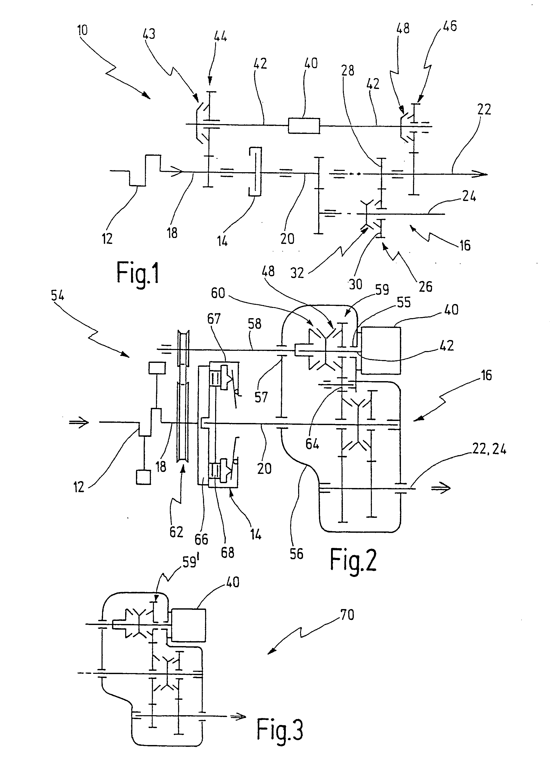 Drive train for a motor vehicle and method for starting an internal combustion engine and method for generating electric current