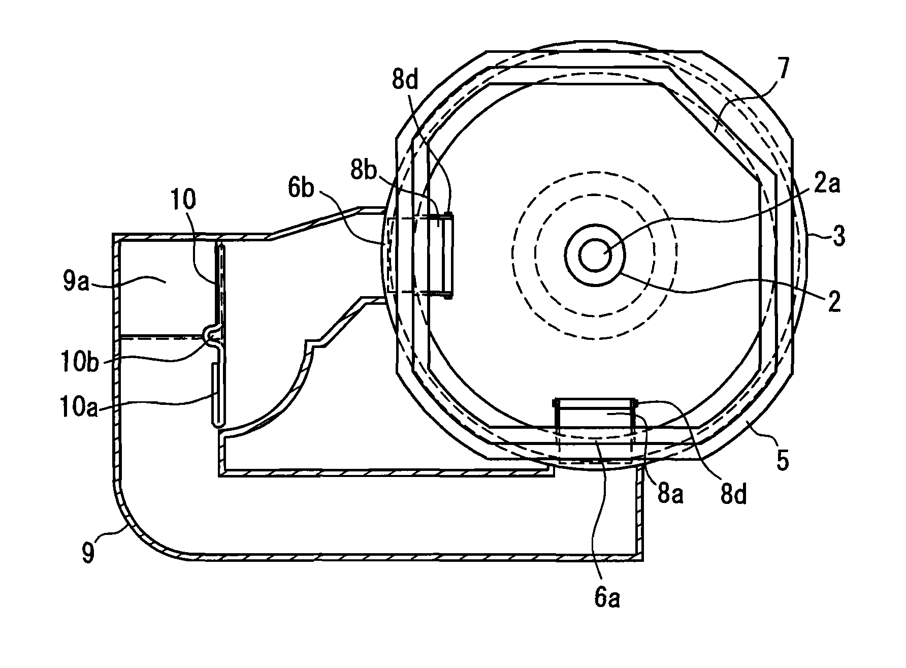 Projection display device with a cooling air fan