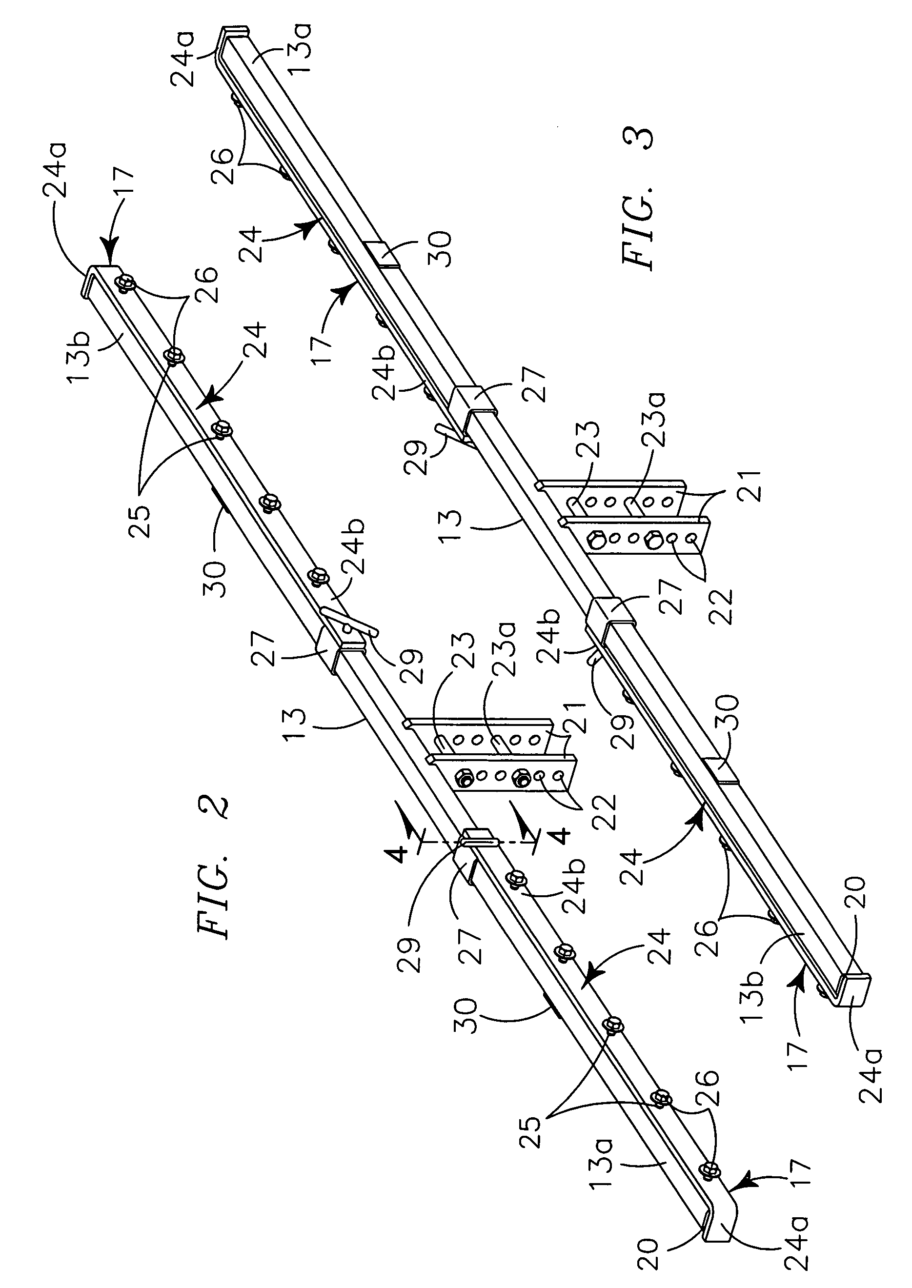 Laterally extendible mud flap mounting assembly for vehicles