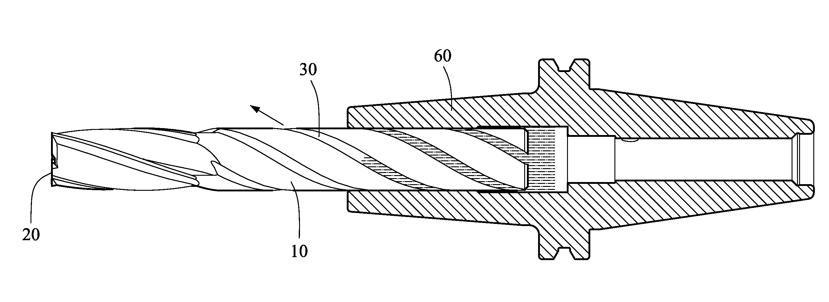 Blade fastening device having cuttign fluid guide grooves on a blade