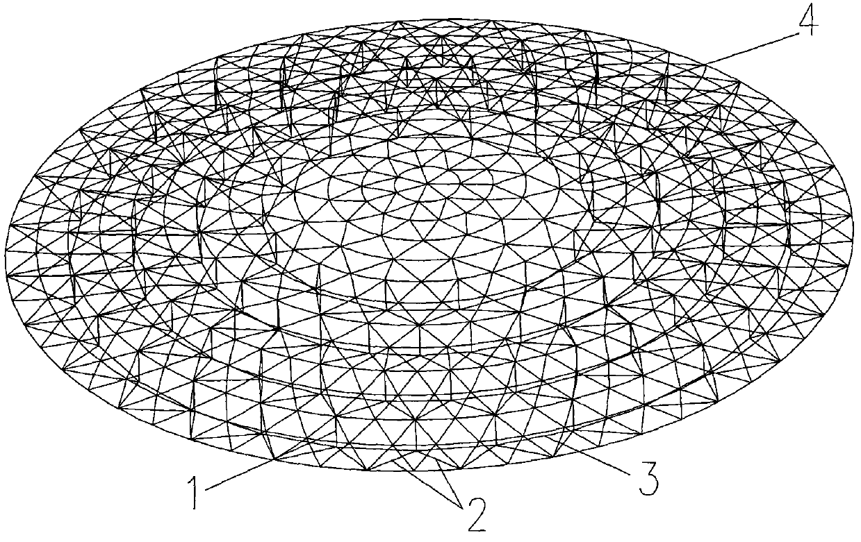 V-shaped radial string branch mesh dome