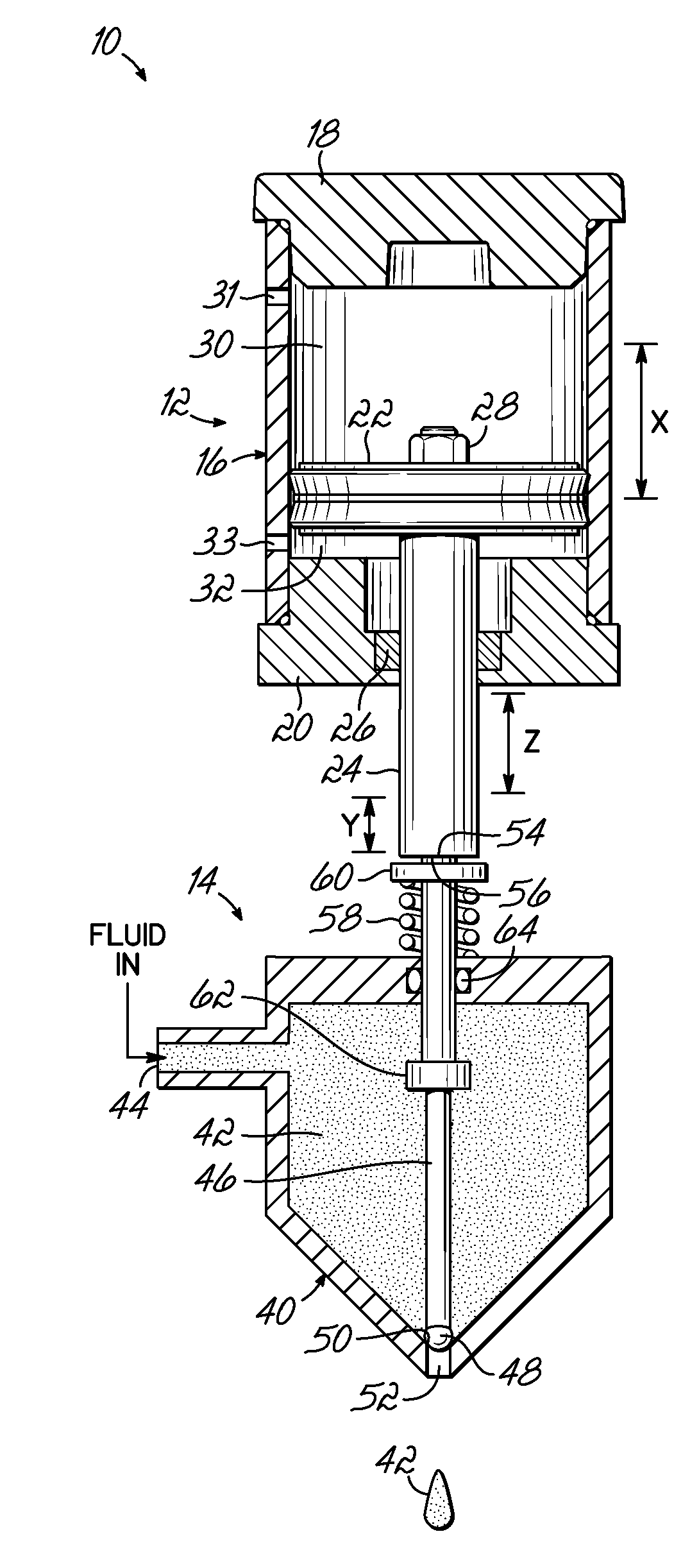 Force amplifying driver system and jetting dispenser and method of dispensing fluid