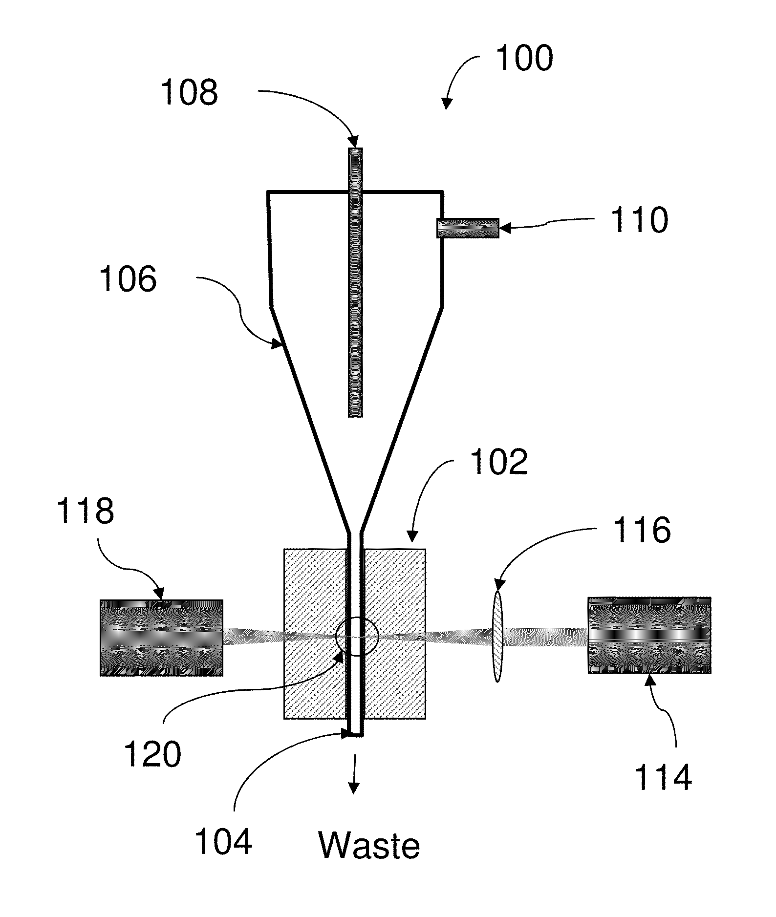 Cuvette for flow-type particle analyzer