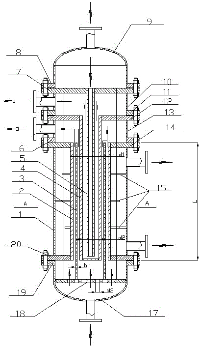 Tube-and-tube annular channel double-sided heat exchange large-flux microchannel fixed-bed reactor