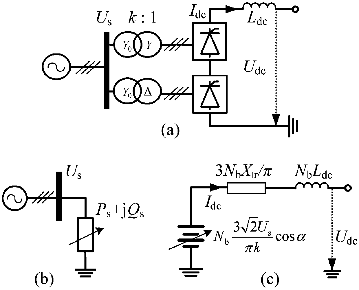 Electromechanical transient modeling method for distributed access type LCC-MMC hybrid direct current system