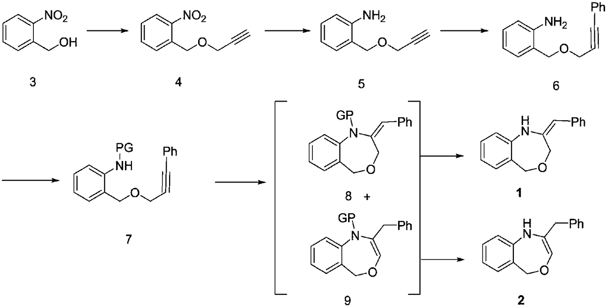 Multi-step synthesis method for 2-benzyl-1,5-dihydrobenzo[e][1,4]oxazepine