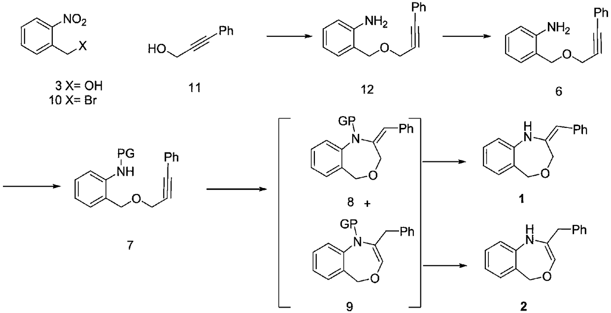 Multi-step synthesis method for 2-benzyl-1,5-dihydrobenzo[e][1,4]oxazepine