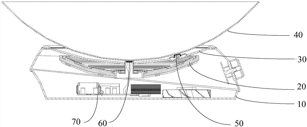 Concave-panel electromagnetic oven