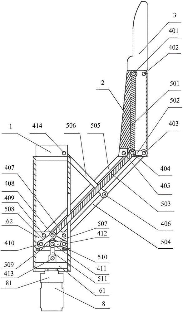 Sliding groove toggle connecting rod straight-line parallel clamping self-adaptive robot finger device