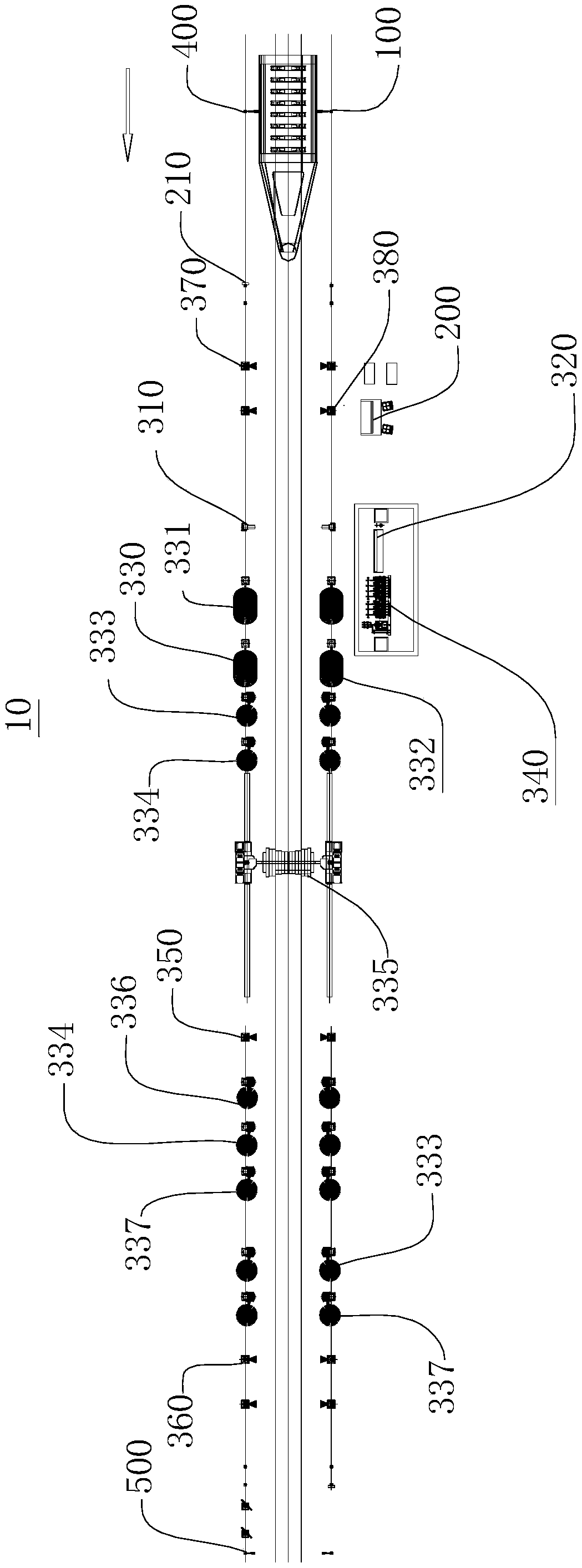 Car washing machine of a rail transit locomotive vehicle