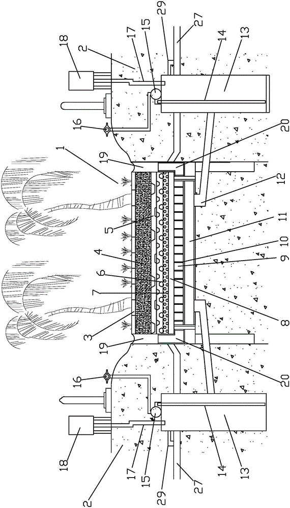 Integrated rainwater system for sponge city and construction method of rainwater system