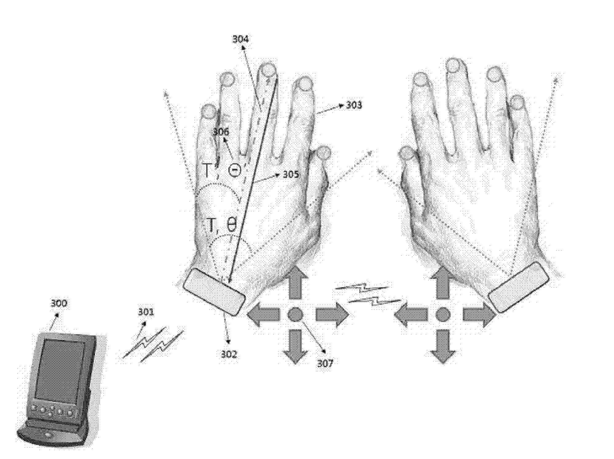 Character input device using bio radar unit and tilt sensor