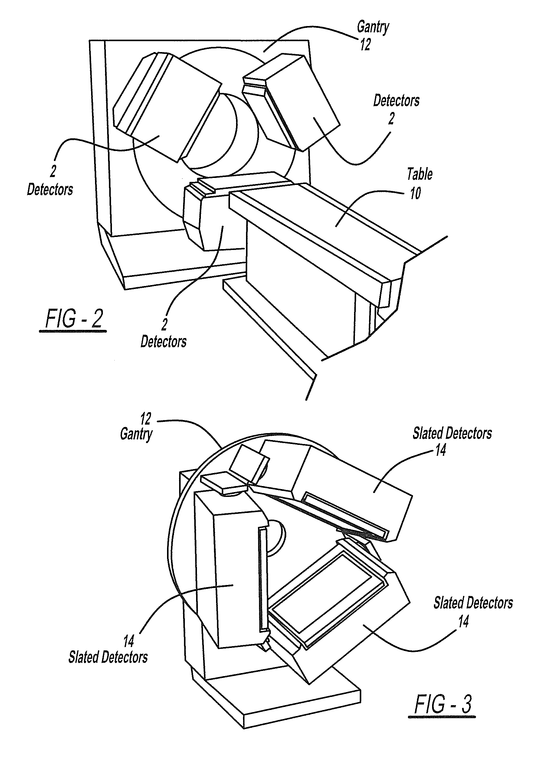 Gamma camera system with slanted detectors, slanted collimators, and a support hood