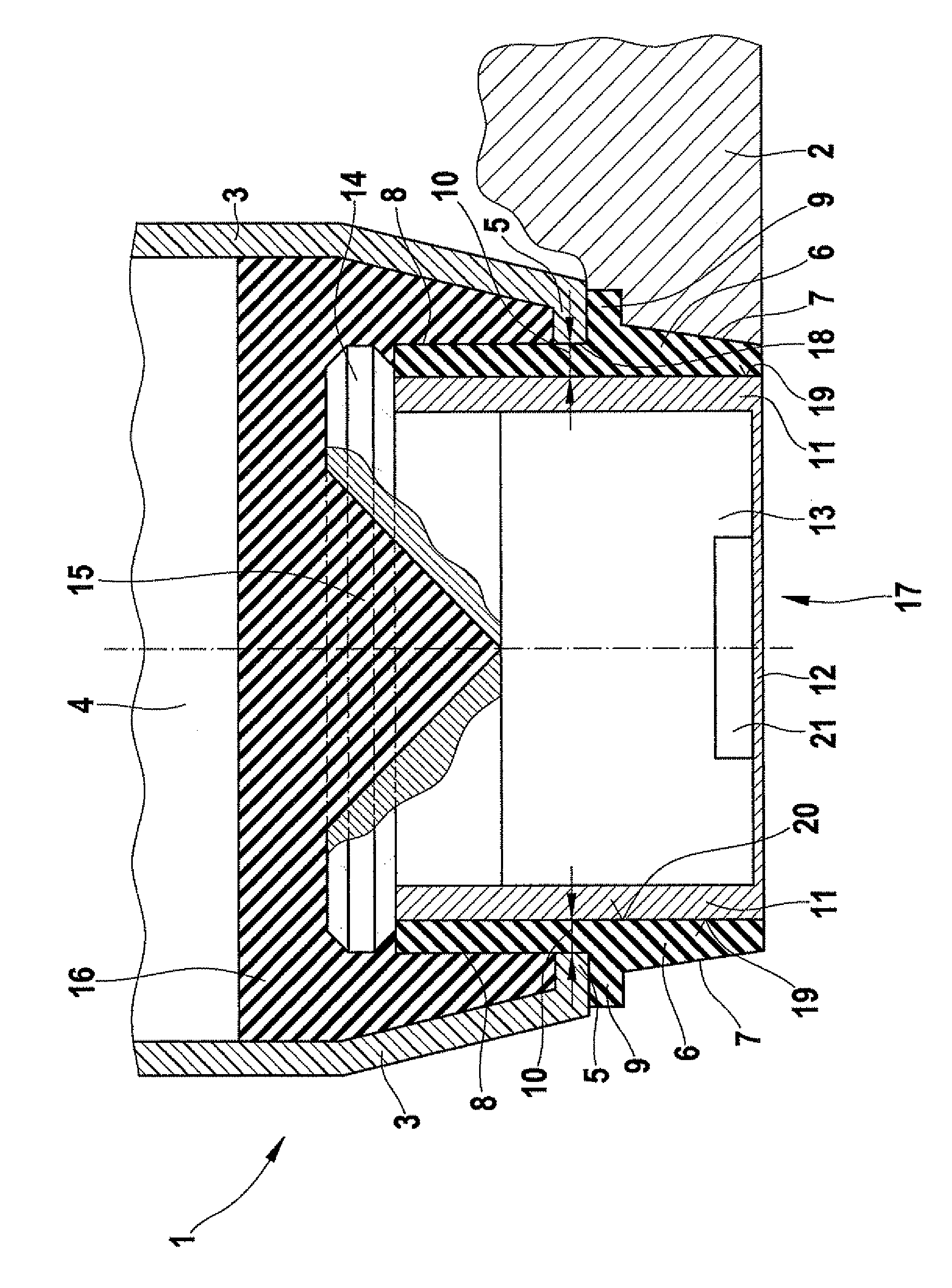 Holding device for an ultrasonic transducer
