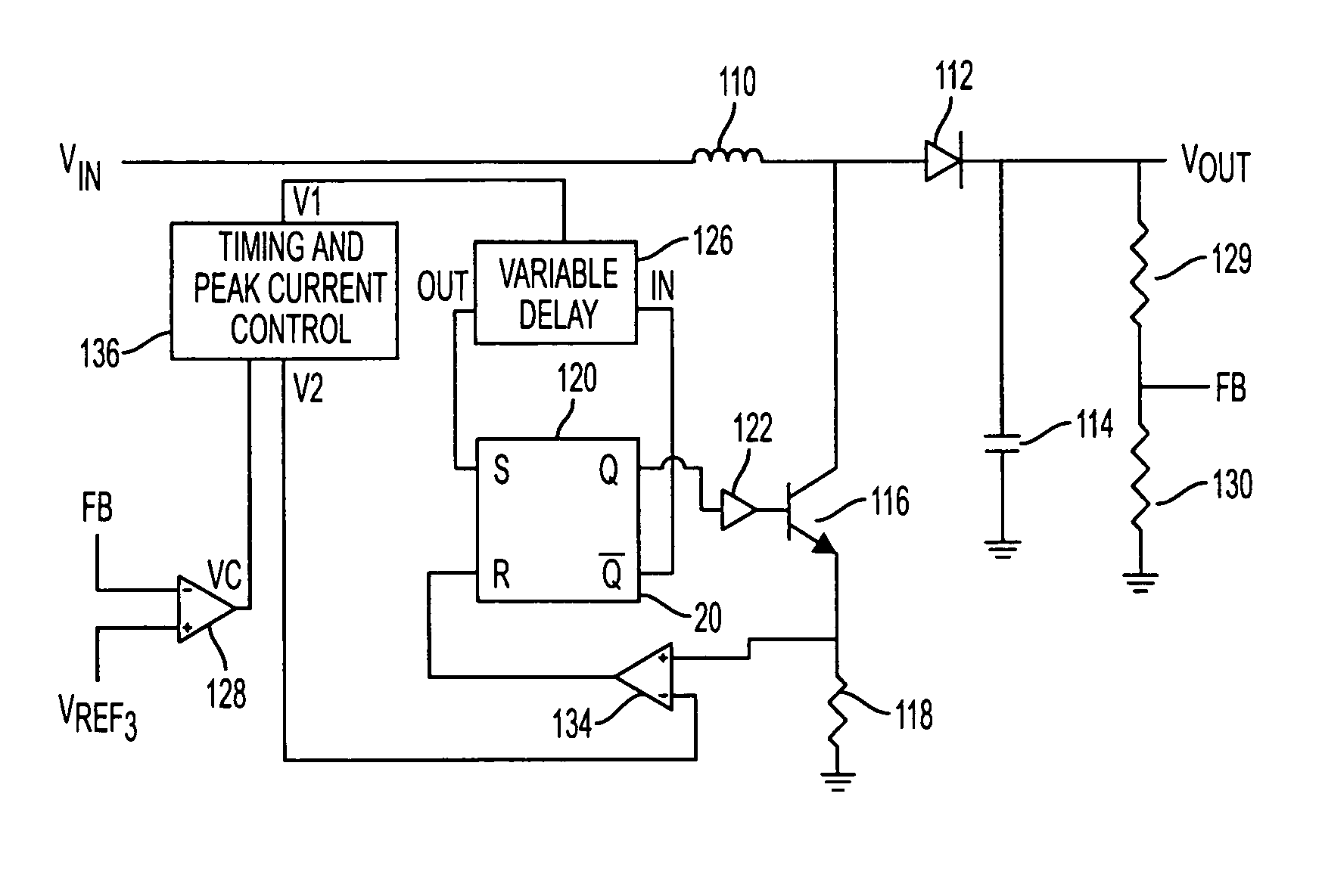 Switched converter with variable peak current and variable off-time control