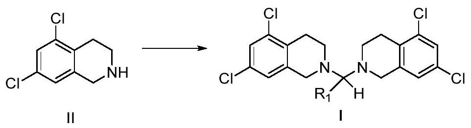 5, 7-dichlorotetrahydroisoquinoline acetal amine compound as well as preparation method and application thereof