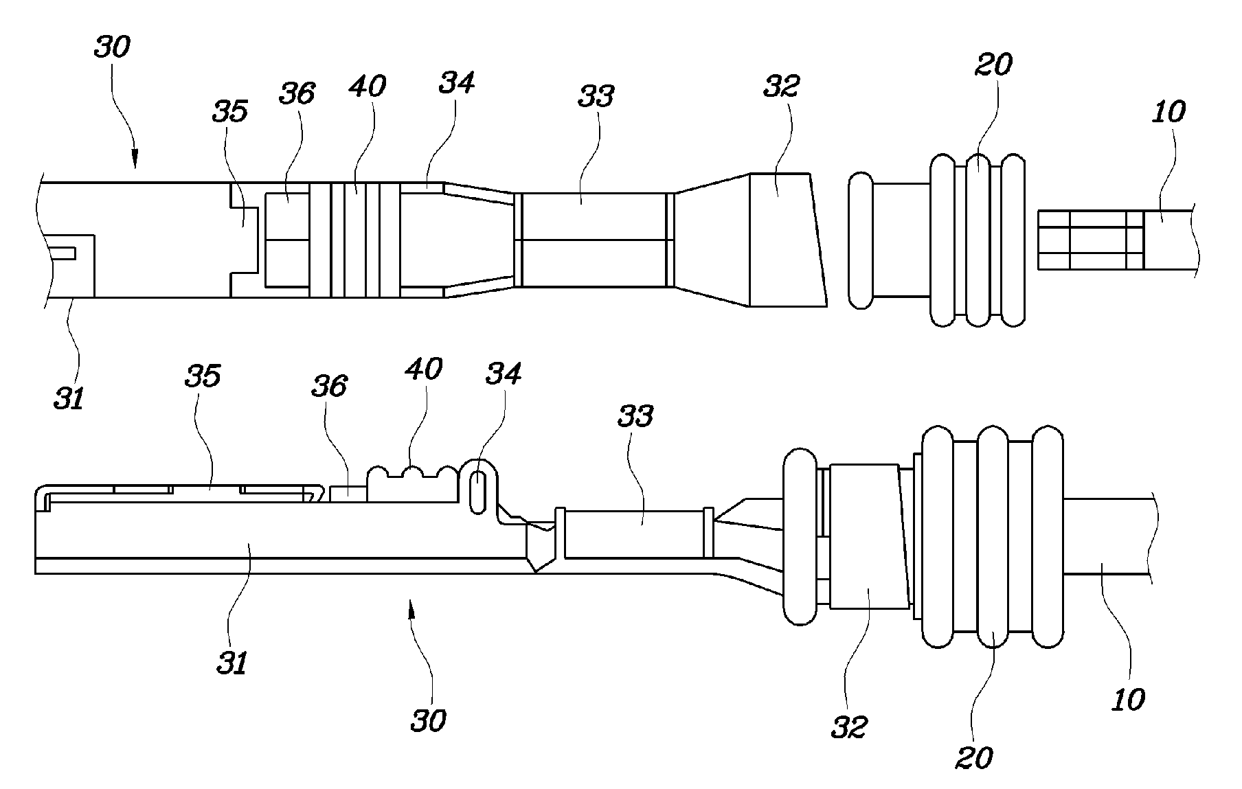 Structure of power terminal for abs connector