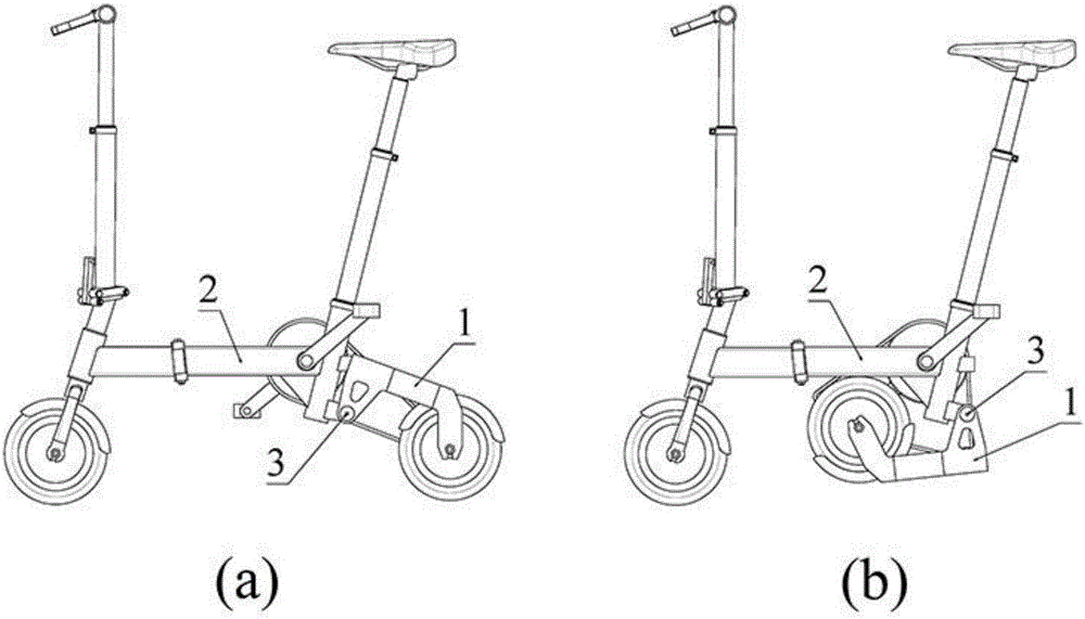 Bicycle folding rear fork controlling device