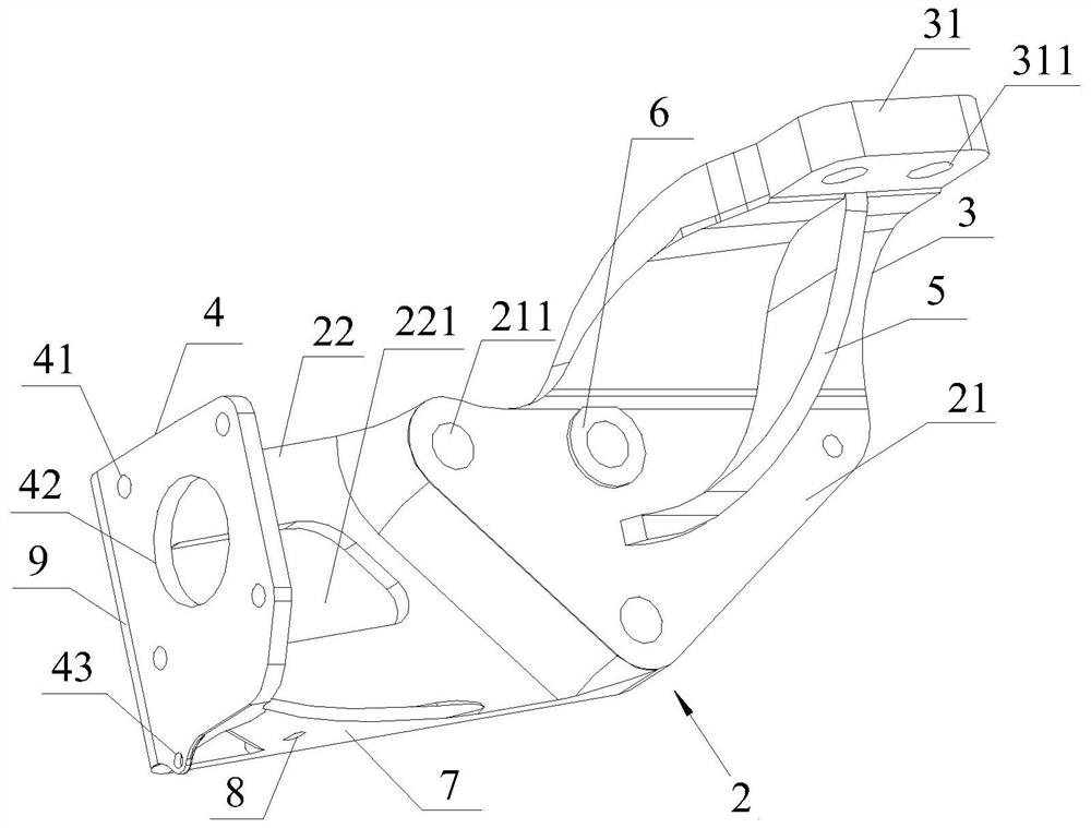 Power assembly rear suspension and clutch booster integrated support and rear suspension device