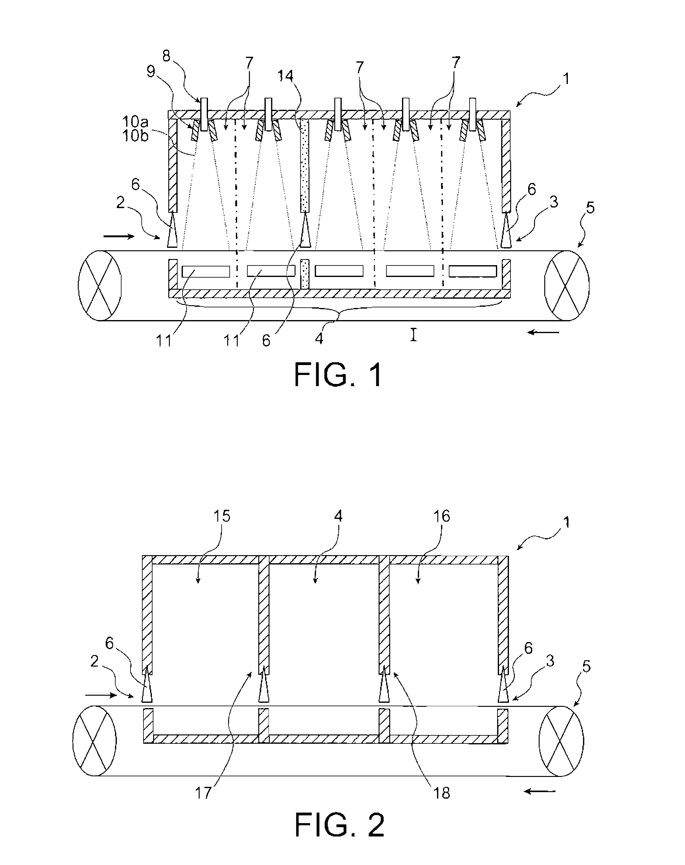 Method for continuous production of aligned nanostructures on a running substrate and related device