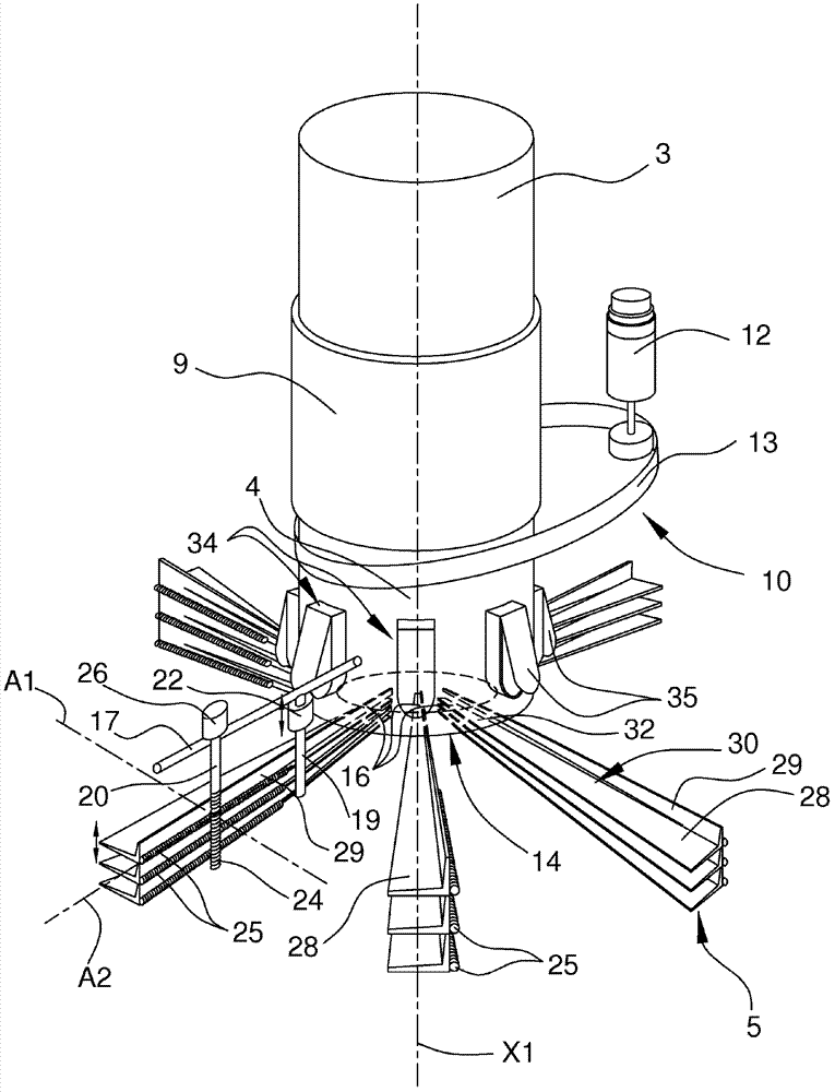 Device for densely loading a divided solid into a chamber