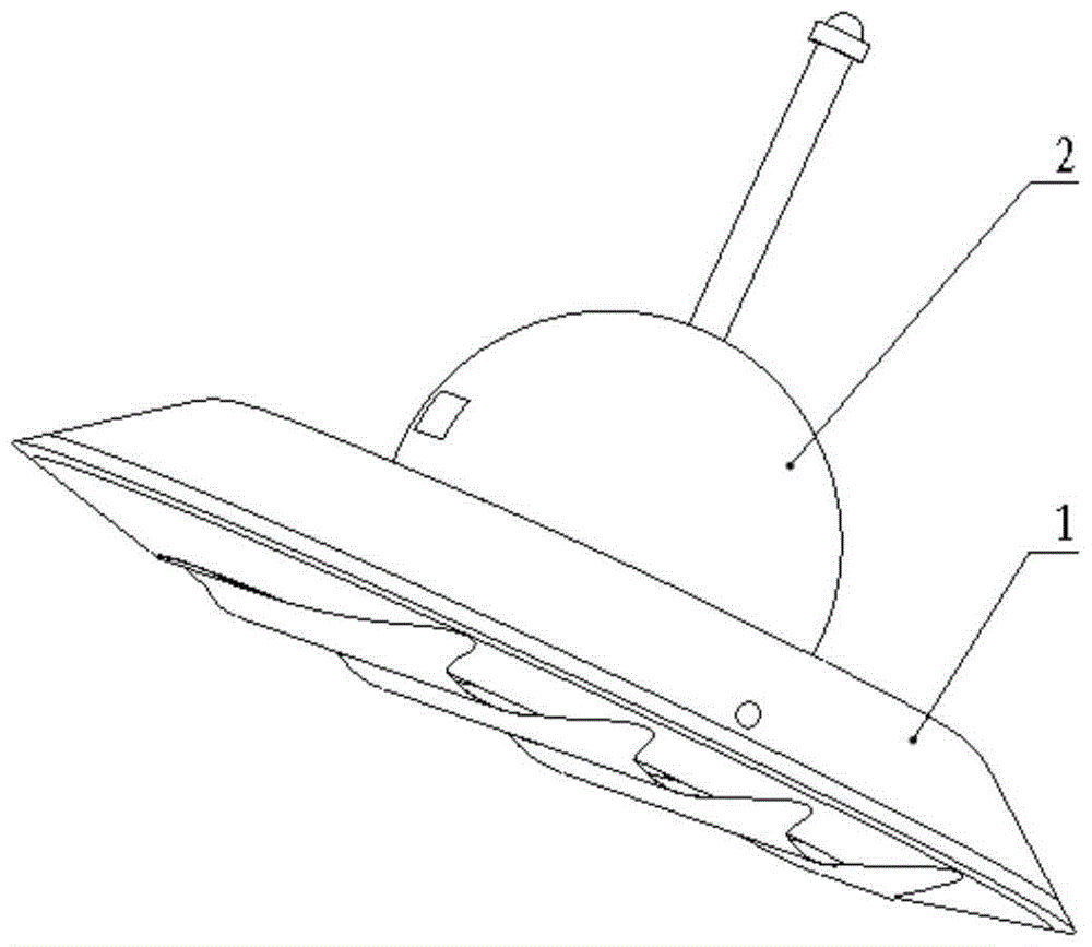 An underwater dish-shaped vehicle