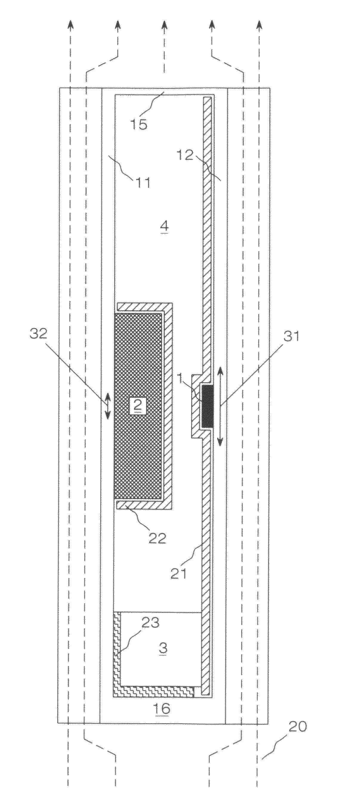 Power converter with linear distribution of heat sources