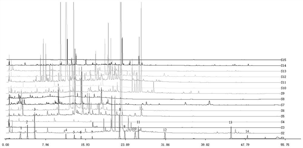 Traditional Chinese medicine imprinting template component cluster classification and integration method based on fingerprint spectrum chromatographic peak matching frequency statistics and product