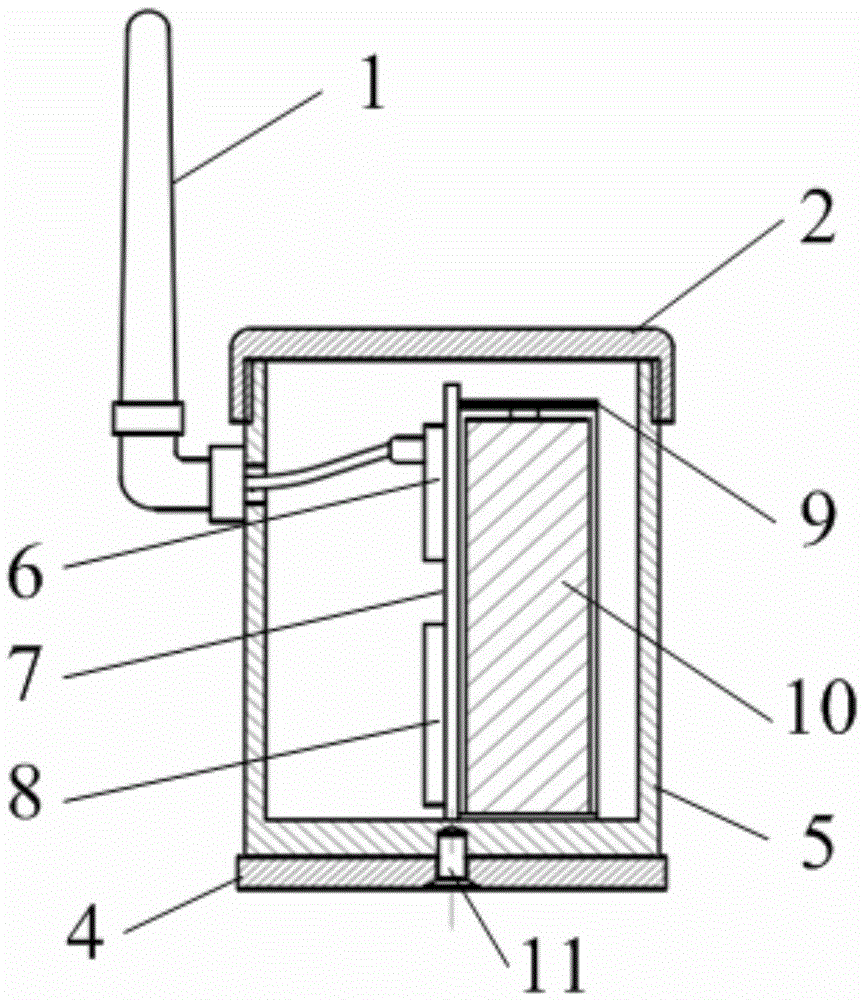 Wireless transmission temperature vibration transmitter of magnetic adsorption type