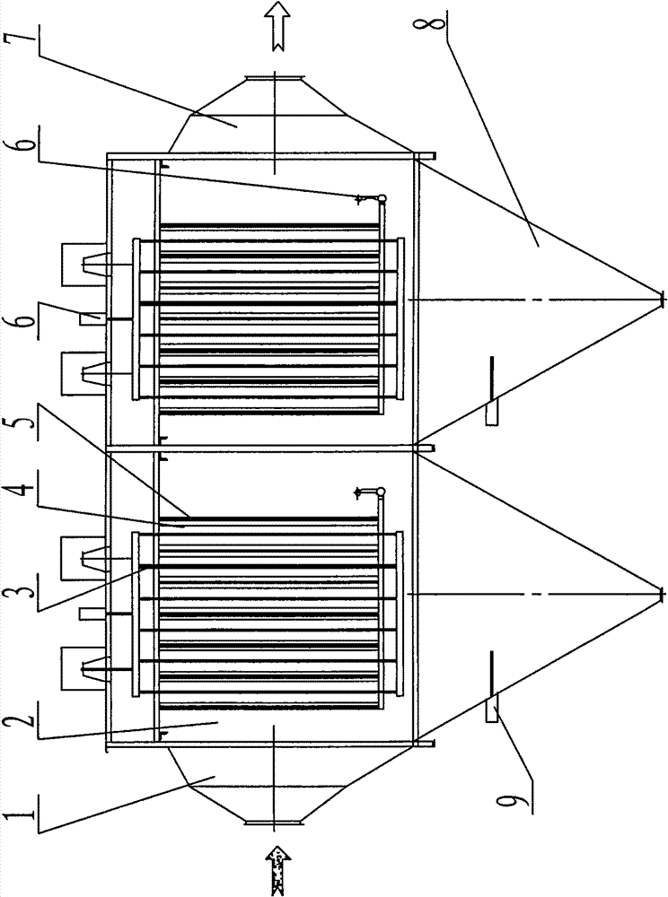 Longitudinal and horizontal plate line combined type electrostatic field dust-removing equipment