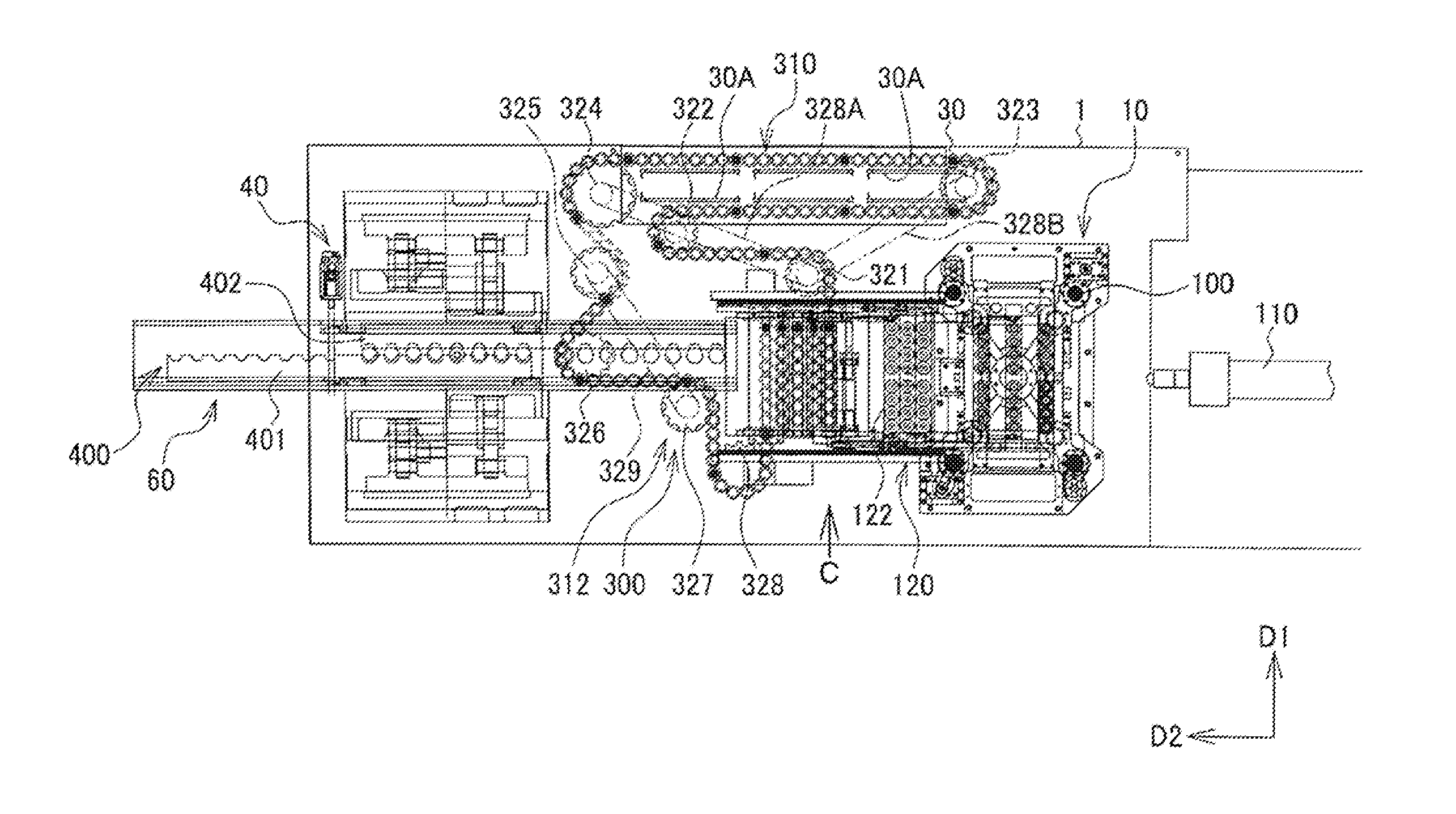 Injection stretch blow molding device and molded part heating device