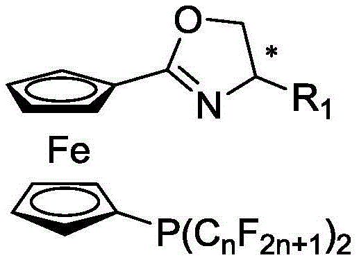 A 1,1'-ferrocene perfluoroalkylphosphine nitrogen ligand, its preparation method and application