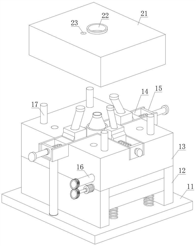 Shirt collar type mold machine with multi-directional core pulling mechanism and implementation method thereof