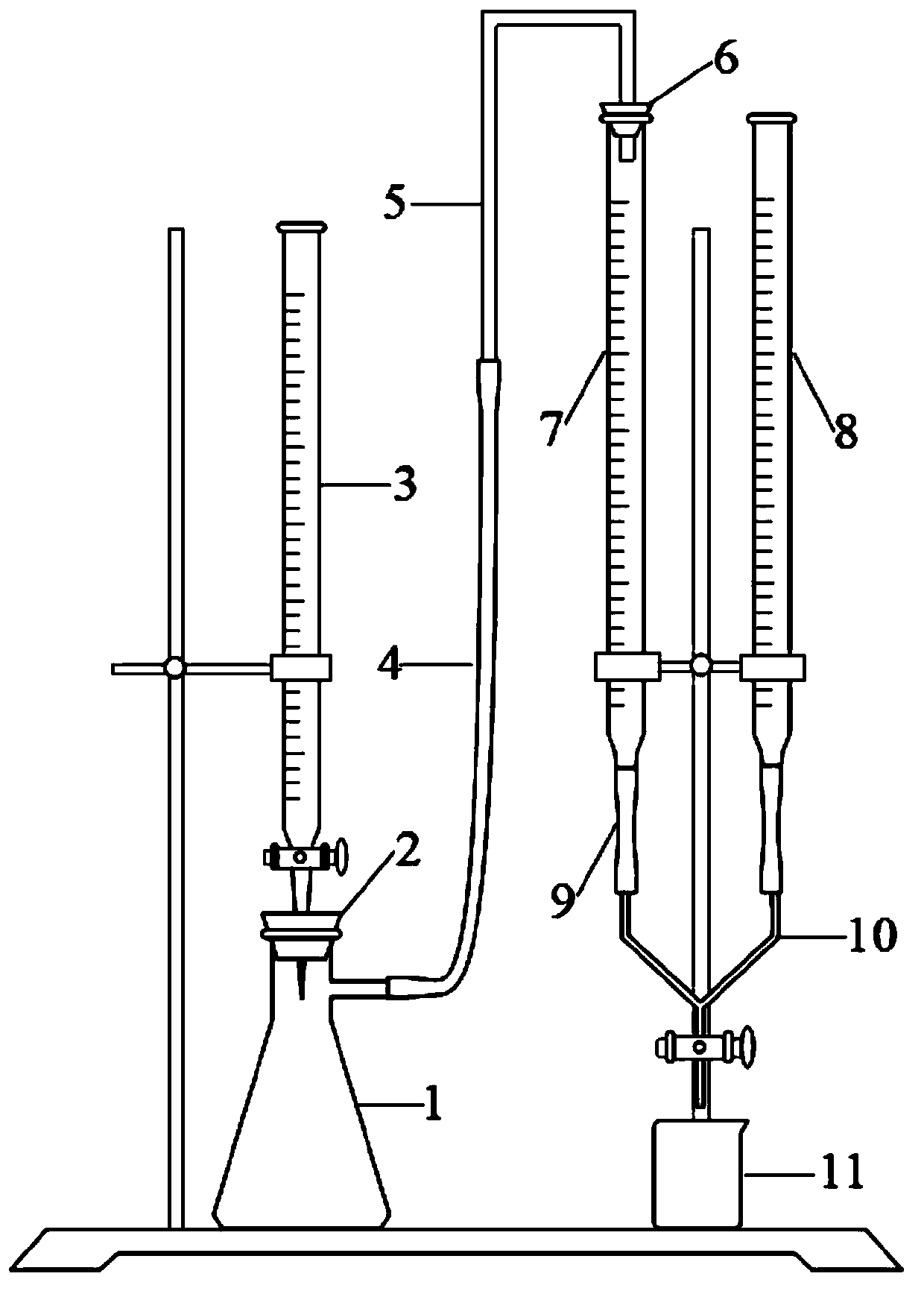 Experimental device for measuring content of carbonate in soil and operation method
