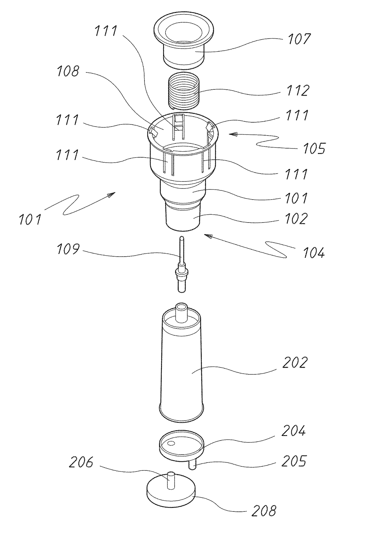 Liquid sampling device with passive safety