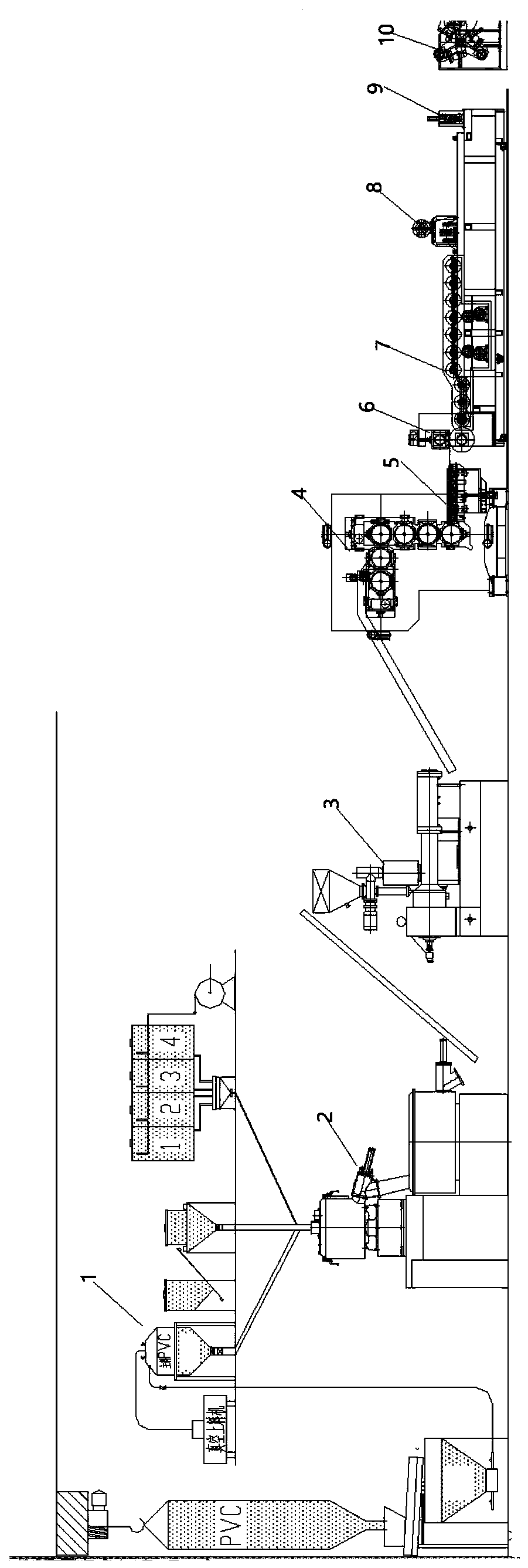 Efficient automatic production line for PVC processing and working method of efficient automatic production line