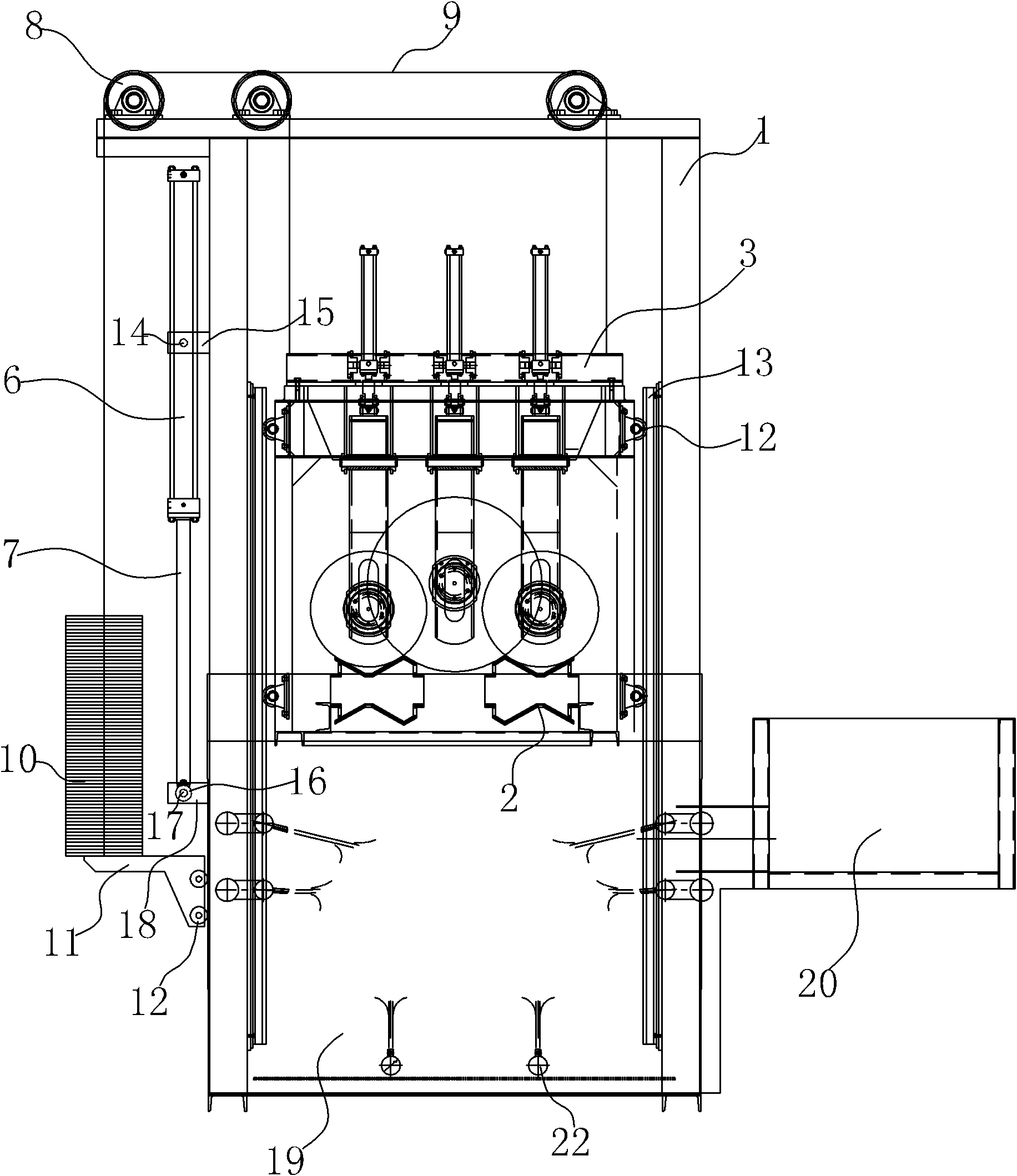 Integrated immersion quenching device of steel bottle quenching-and-tempering line
